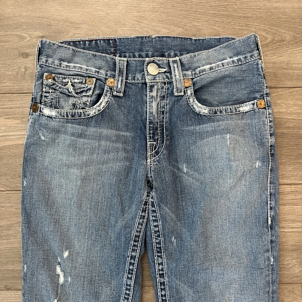 True Religion Jeans Billy Big T Mens 34x30 Blue Denim Distressed Style